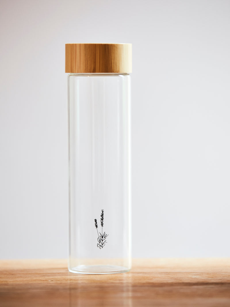 Reusable Glass Bottle with Bamboo Lid