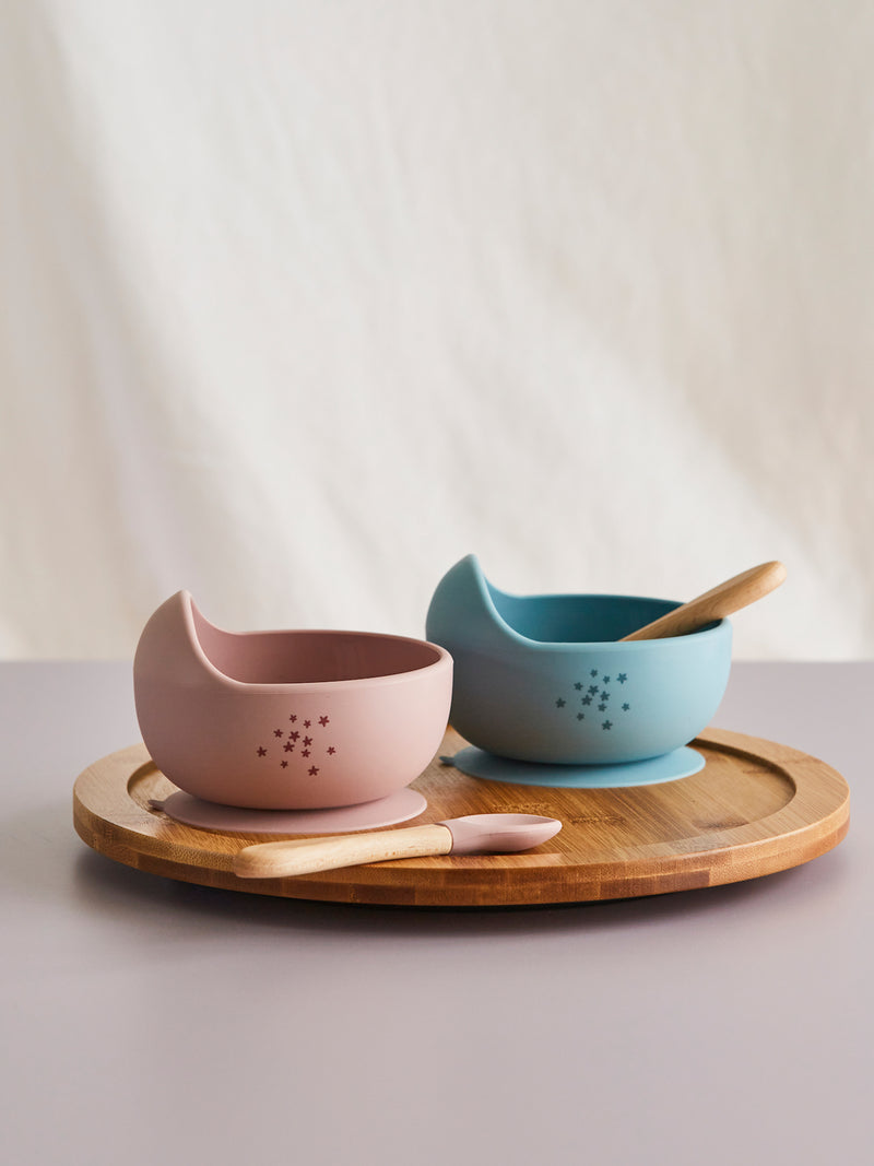 Silicone Baby Suction Bowls with Wooden Spoon